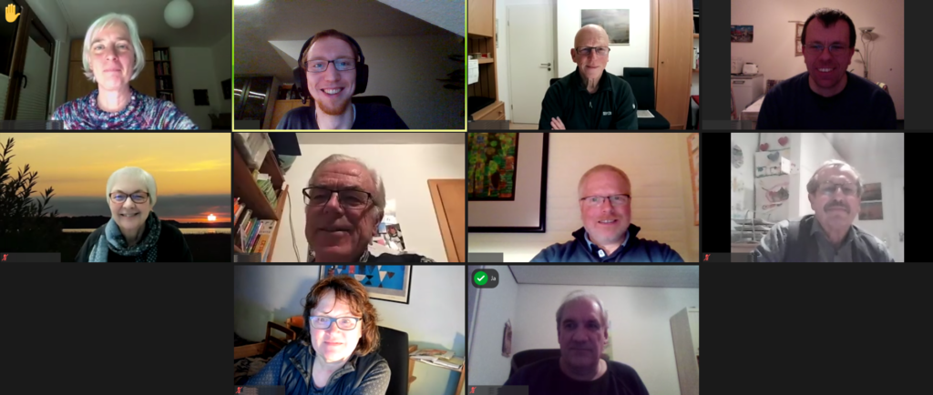 Vereinsmitglieder im Online-Meeting der Jahreshauptversammlung, Screenshot